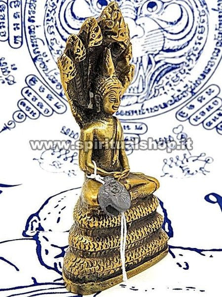Statua Buddha Naga in Ottone Energizzata da Monaci con certificato Min. Beni Culturali Thailandese!