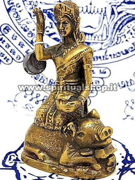 Statua della Dea Nang Kwak Portatrice di Soldi e Ricchezze* in Ottone Energizzata da Monaci con certificato Min. Beni Culturali Thailandese!