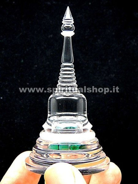 Stupa (media) con Sarira Verde Magica Reliquia Sacra per Attirare Soldi e Benessere