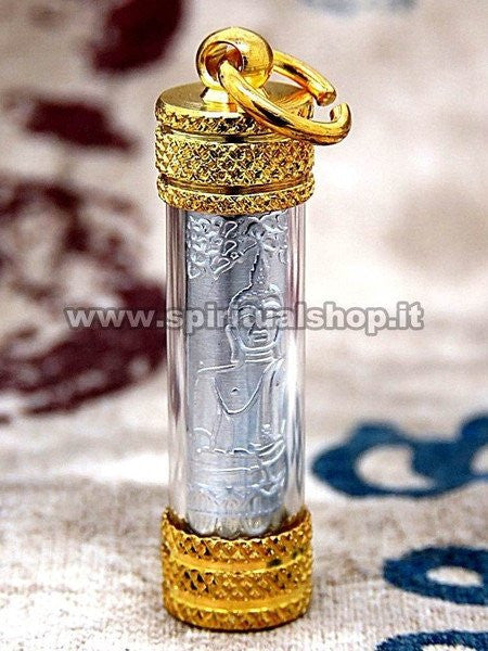 Ciondolo TAKRUT Buddha (Colorazione ARGENTO) Ricchezza*Fortuna* Benessere* + Tela Sacra Pha Yant Regalo!