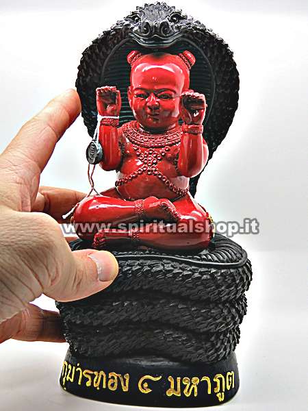 Kuman Thong ROSSO Potente con Cobra Naga Statua Divinatoria + 5 Banconote del Tempio Regalo (SOLO 1 PEZZO DISPONIBILE ORDINALO PRIMA DI TUTTI)