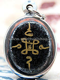 Talismano in Lek Lai Grezzo Qualità 'Kod Koth' in Amuleto Acciaio (Rif. LLN1) 37x24mm