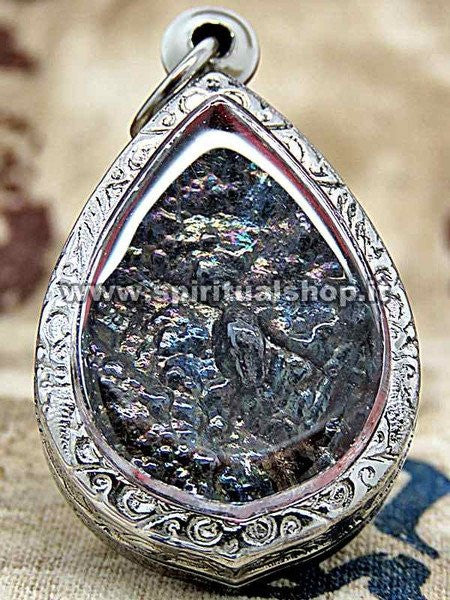 Talismano in Lek Lai Grezzo Qualità RARISSIMA 'RAINBOW' incastonato in Amuleto Acciaio (Rif. LRAINBOW11) 45x28mm APPENA ARRIVATO!