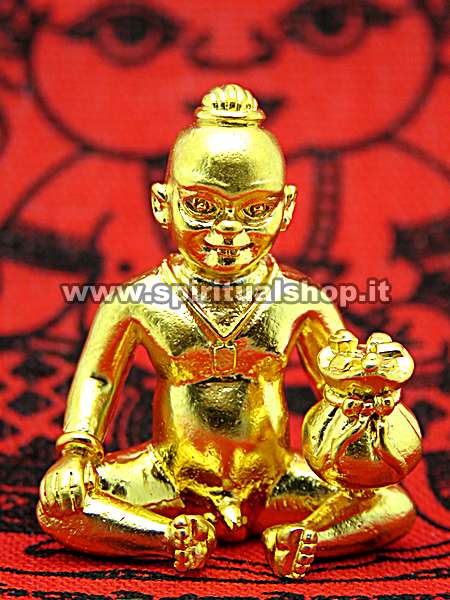 Amuleto Statuina del piccolo Potente Kuman Thong placcato d'Oro.Specifico per Entrate Economiche e RICCHEZZA a 360°* (ULTIMO PEZZO!)