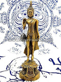 Statua Buddha che Cammina in Ottone Energizzata da Monaci con certificato Min. Beni Culturali Thailandese!