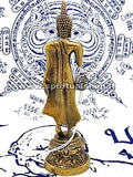 Statua Buddha che Cammina in Ottone Energizzata da Monaci con certificato Min. Beni Culturali Thailandese!