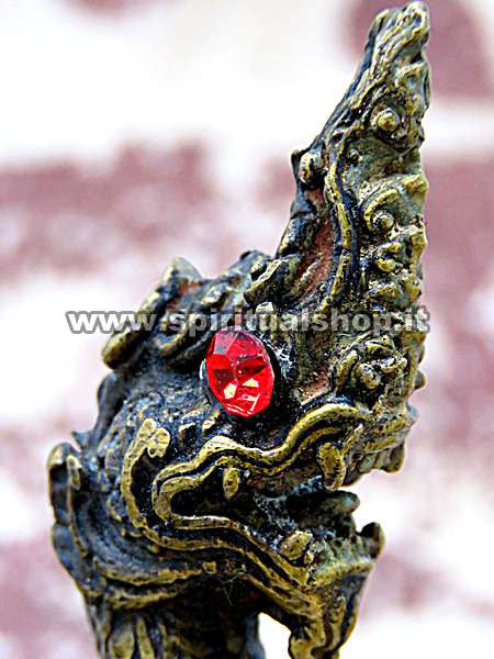 Statuina NAGA in Ottone per PROTEZIONE FAMIGLIA, Ufficio o Negozio contro Invidia, Energie Negative, Fatture e Magia Nera Sventure* + Tela Sacra del Tempio Energizzata in REGALO